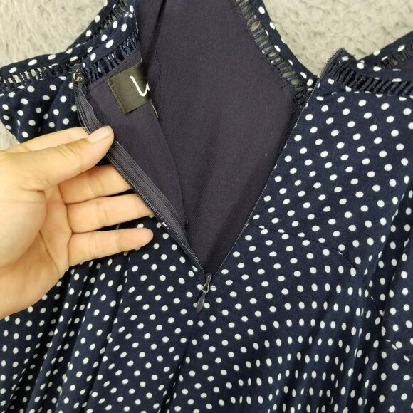 Lulus Dress Womens Medium Blue Polkadot Sleeveless Back Zip Retro Rockabilly - Picture 10 of 12